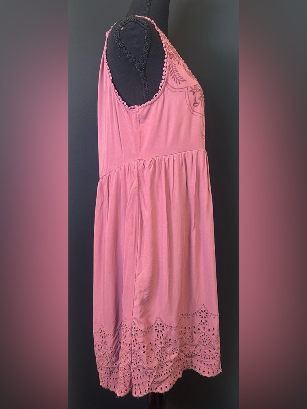 #138 - Knox Rose Mauve Embroidered V-Neck Mini Dress - Picture 6 of 10